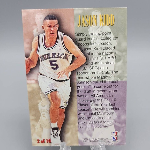 Jason Kidd 1994-95 Fleer First Year Phenom Card #2 of 10 Mavericks Rookie RC - Picture 2 of 6